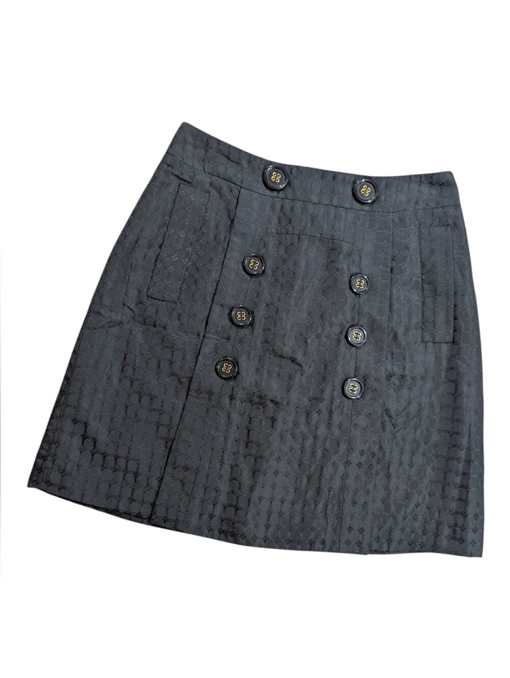 BCBG MAX AZRIA Black Penny A-Line Button Deco Skirt Sz 6 *NWOT